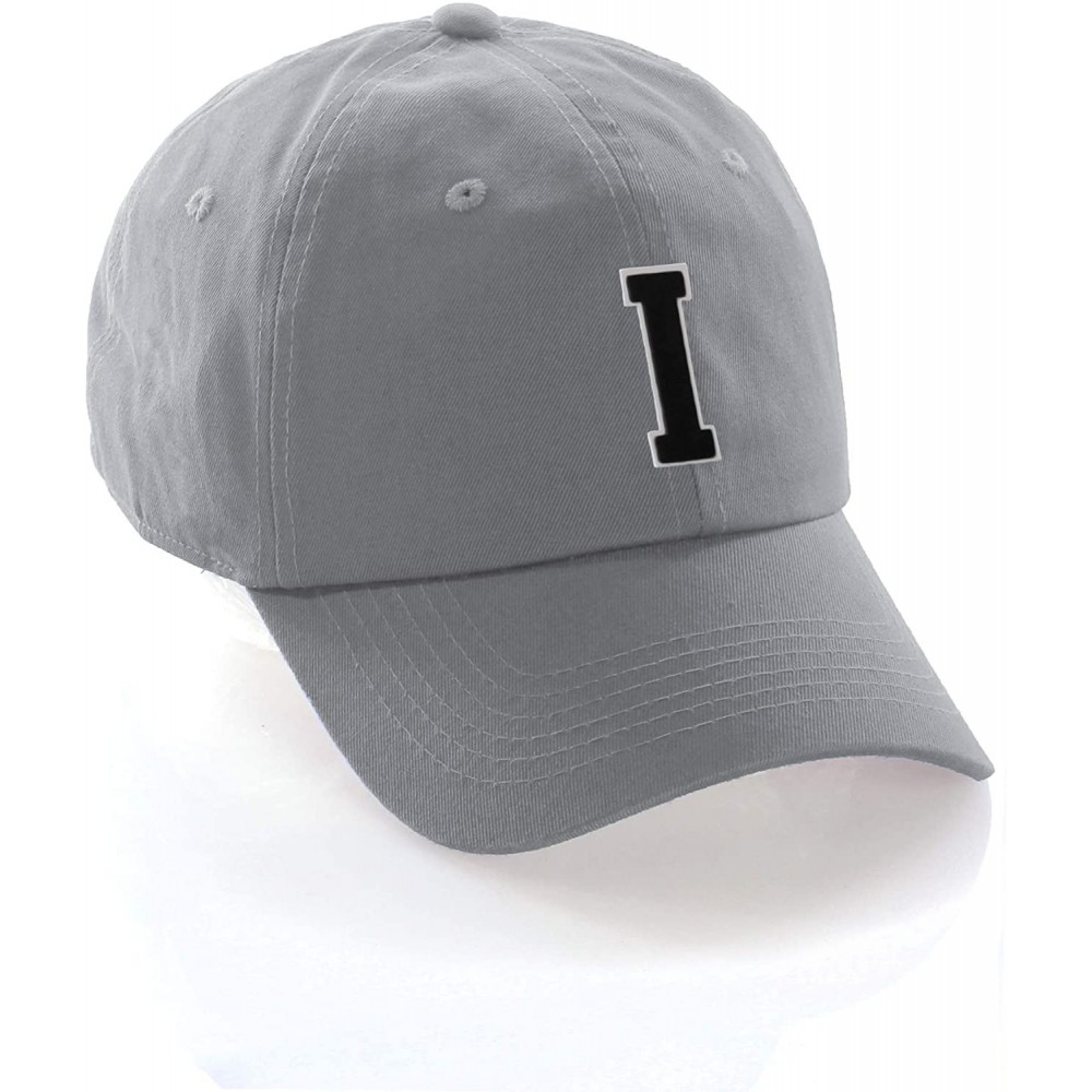 Baseball Caps Custom Hat A to Z Initial Letters Classic Baseball Cap- Light Grey White Black - Letter I - CZ18NH9WYQY $10.06