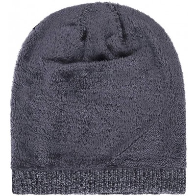 Skullies & Beanies Men's Warm Beanie Winter Thicken Hat and Scarf Two-Piece Knitted Windproof Cap Set - F-gray - CY193C07X4G ...