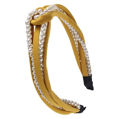 Headbands Ladies Trendy Stylish Top-knot Headband Elegant Hair Accessory (Gold) - Gold - CE18W2L5Z30 $13.64