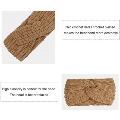 Headbands Crochet Turban Headband for Women Warm Bulky Crocheted Headwrap - 4 Pack Color Khaki - CM18MG9ZW6C $8.63