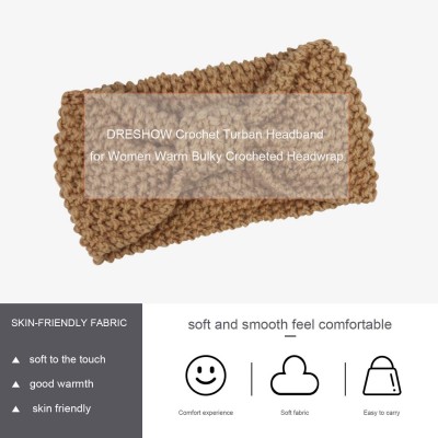 Headbands Crochet Turban Headband for Women Warm Bulky Crocheted Headwrap - 4 Pack Color Khaki - CM18MG9ZW6C $8.63