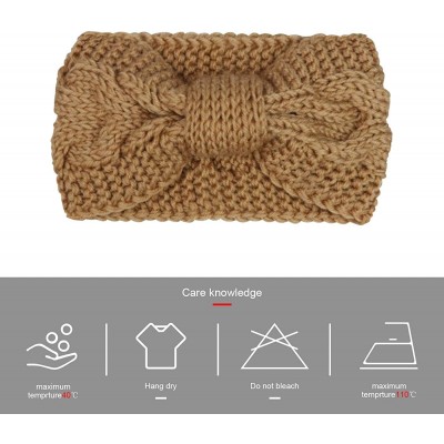Headbands Crochet Turban Headband for Women Warm Bulky Crocheted Headwrap - 4 Pack Color Khaki - CM18MG9ZW6C $8.63