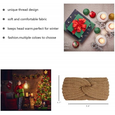 Headbands Crochet Turban Headband for Women Warm Bulky Crocheted Headwrap - 4 Pack Color Khaki - CM18MG9ZW6C $8.63