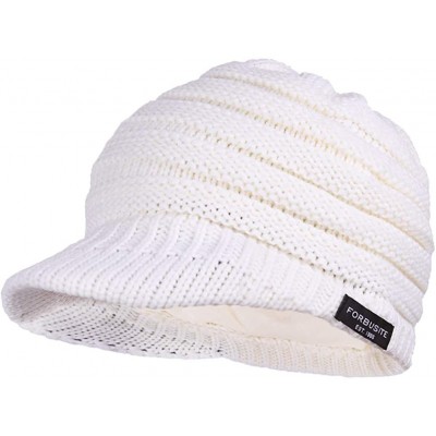 Skullies & Beanies Women's BeanieTail Warm Knit Hat Messy High Bun Ponytail Visor Beanie Cap B085 - A-white - C218AK6HYNQ $12.12