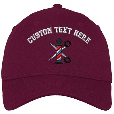Baseball Caps Custom Soft Baseball Cap Barber Pole Scissors Embroidery Twill Cotton - Burgundy - CW18SLSW0Z2 $39.42