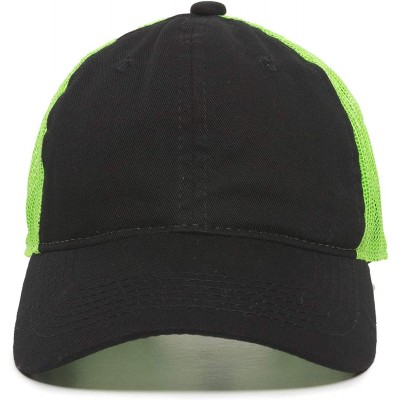 Baseball Caps Garment Washed Meshback Cap - Black/Neon Green - C9183RY9T2A $12.70