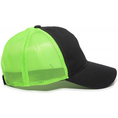 Baseball Caps Garment Washed Meshback Cap - Black/Neon Green - C9183RY9T2A $12.70
