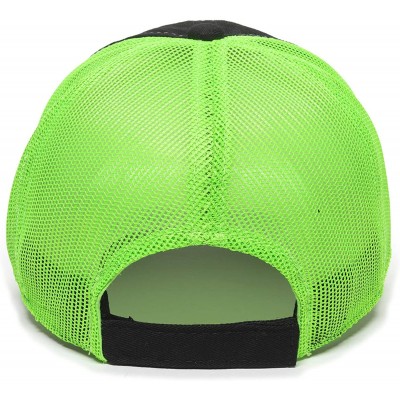 Baseball Caps Garment Washed Meshback Cap - Black/Neon Green - C9183RY9T2A $12.70