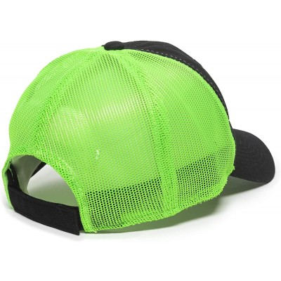 Baseball Caps Garment Washed Meshback Cap - Black/Neon Green - C9183RY9T2A $12.70