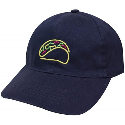 Baseball Caps Taco Emoji Cotton Baseball Cap Dad Hats - Neon Sign Navy - CP185DQEC23 $13.14