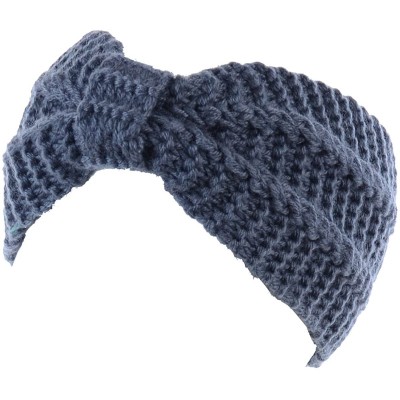 Cold Weather Headbands Womens Winter Chic Turban Bowknot/Floral Crochet Knit Headband Ear Warmer - Charcoal Gray - C21850YN76...