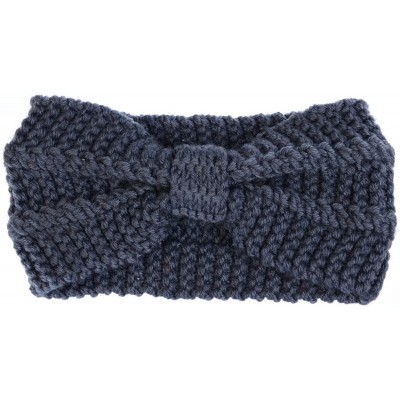 Cold Weather Headbands Womens Winter Chic Turban Bowknot/Floral Crochet Knit Headband Ear Warmer - Charcoal Gray - C21850YN76...