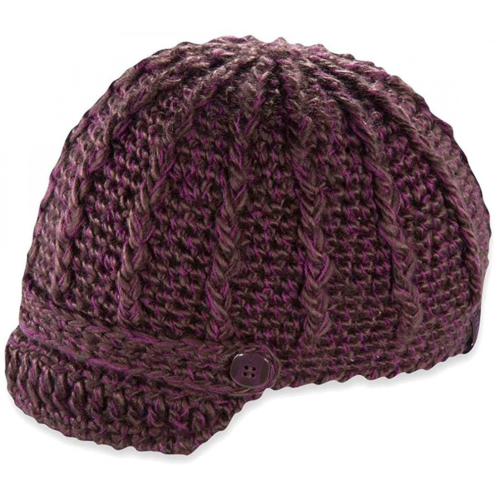 Skullies & Beanies Women's Clara Knit Brim Beanie - Plum - CD188QD09OS $31.56