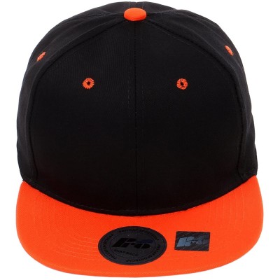 Baseball Caps Snapback Cap- Blank Hat Flat Visor Baseball Adjustable Caps (One Size) - Black Orange - CX18068L4UE $11.42