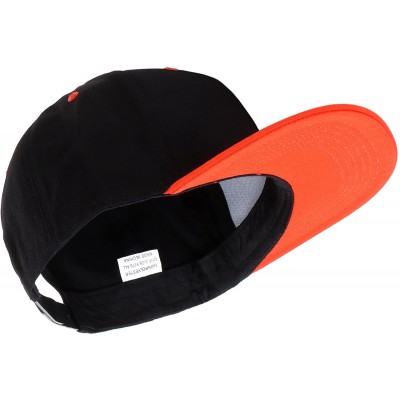 Baseball Caps Snapback Cap- Blank Hat Flat Visor Baseball Adjustable Caps (One Size) - Black Orange - CX18068L4UE $11.42