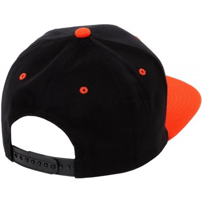 Baseball Caps Snapback Cap- Blank Hat Flat Visor Baseball Adjustable Caps (One Size) - Black Orange - CX18068L4UE $11.42