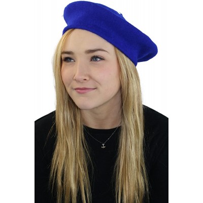 Berets Elegant Solid Classic Beret - Royal Blue - C612L618QMR $14.28