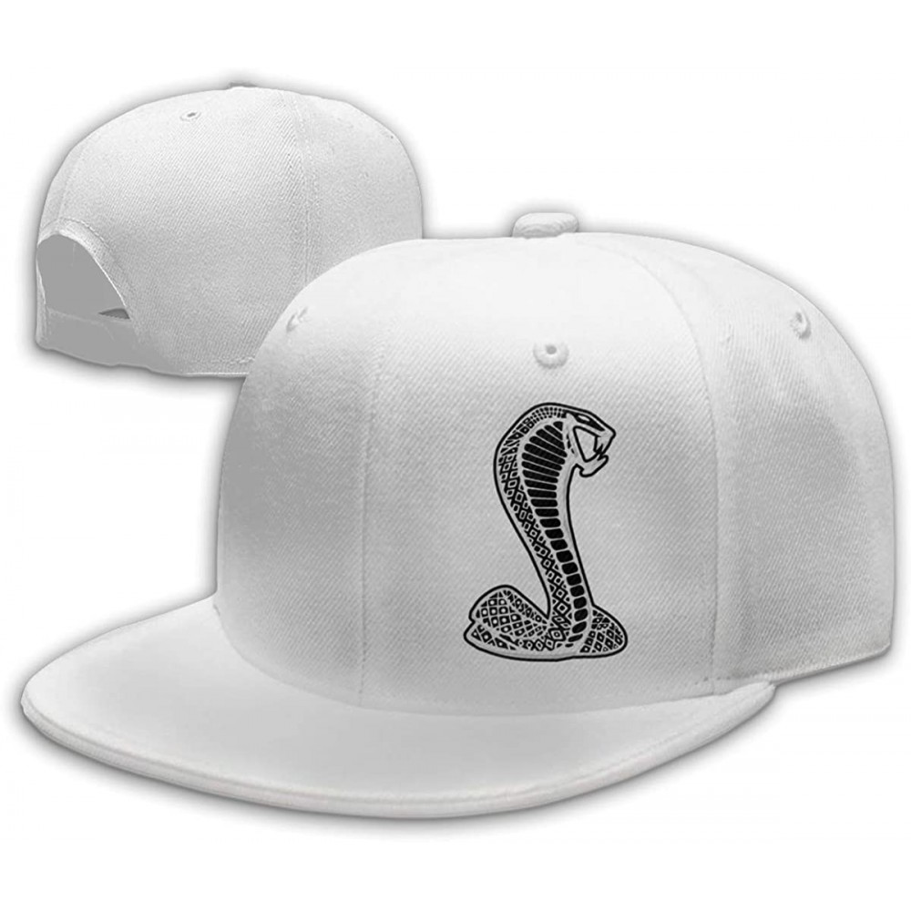 Baseball Caps Black Mustang Cobra Snapback Flat Baseball Cap Men's Adjustable - White - C518HQIHQ75 $15.46