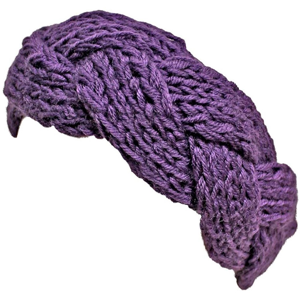 Cold Weather Headbands Soft Knit Braid Ear Covering Headband - Purple - C911GQUVTBJ $13.91