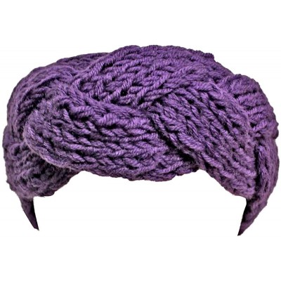 Cold Weather Headbands Soft Knit Braid Ear Covering Headband - Purple - C911GQUVTBJ $13.91