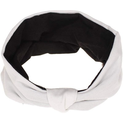 Headbands Women Stretch Headbands Solid Wide Hair Wrap Accessories Knot Headband - White&black - CJ18NGAC0L2 $11.70