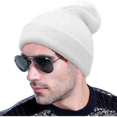 Skullies & Beanies Beanies for Men Slouchy Thicken Increases Big Warm Hats Stretchy Soft Breathable Knit Acrylic Cuff Cap - W...