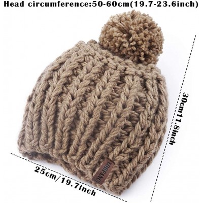 Skullies & Beanies Winter Knit Hat for Women Warm Chunky Pom Pom Beanie Ski Snow Outdoor Cap for Women Teen Girls - Light Bro...