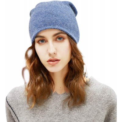 Skullies & Beanies Winter Warm Hats for Women Girls- 2-Layer Faux Rabbit Fur Knit Beanie Skull Cap - 1blue - CY18Z36ORAE $9.96