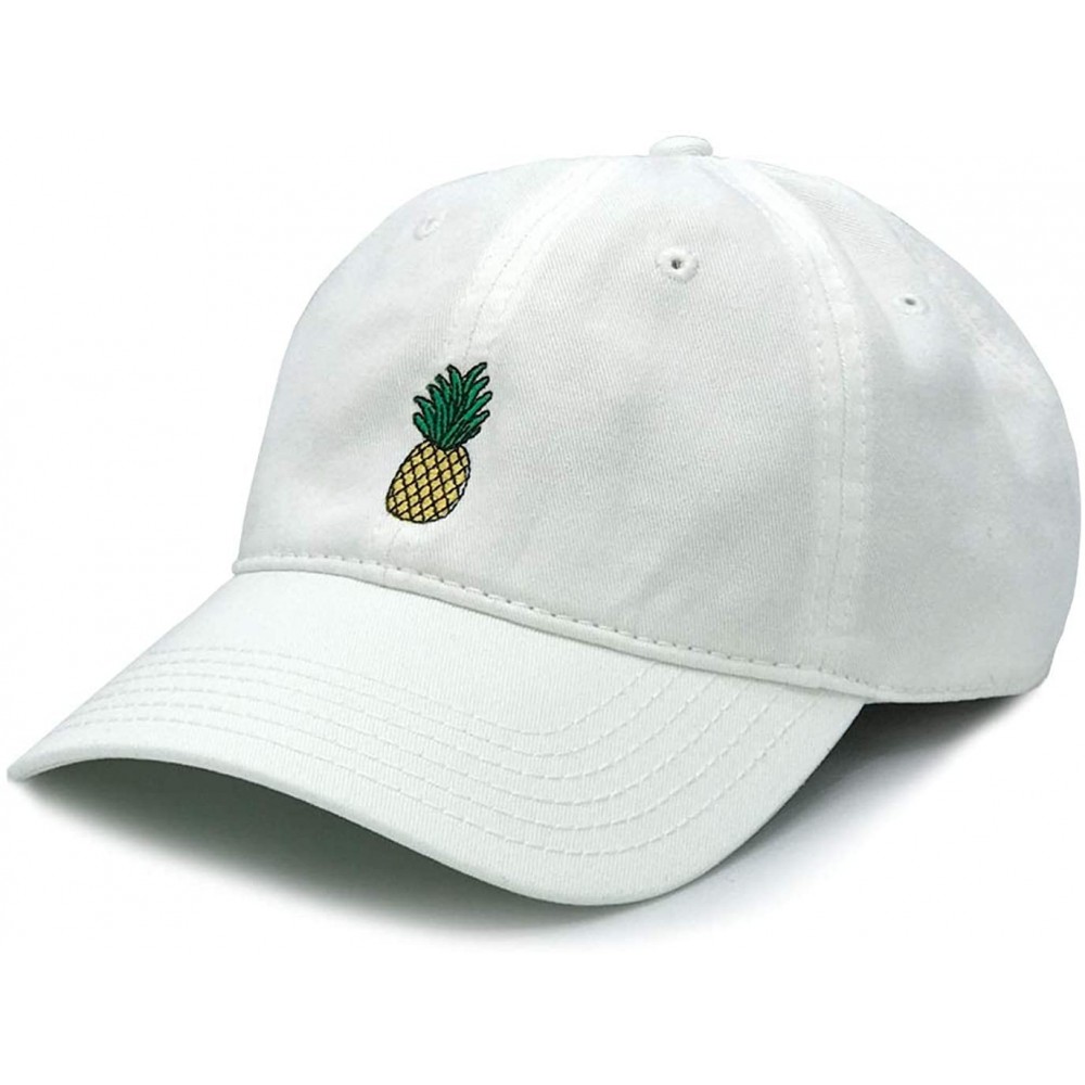 Baseball Caps Mens Embroidered Adjustable Dad Hat - Pineapple (White) - CE186US8NR2 $20.85