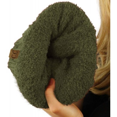 Skullies & Beanies Fleeced Fuzzy Lined Unisex Chunky Thick Warm Stretchy Beanie Hat Cap - Solid New Olive - CH18IT54N59 $13.68