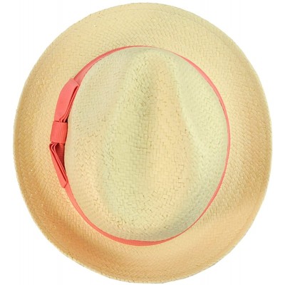 Fedoras Unisex Lightweight Fedora w/Solid Color Ribbon Band Accent - Coral - C2122E9PCGD $9.24