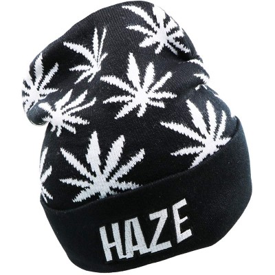 Skullies & Beanies Weed Marijuana Acrylic Beanie Hat Leaf Pot Cuffed Knit Winter Weed Beanie Hat Mens Women - White - C7193UN...