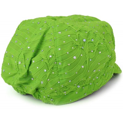 Newsboy Caps Elastic Band Sparkle Sequin Glitter Newsboy Cap - Lime - CO18IRAAZOM $15.00