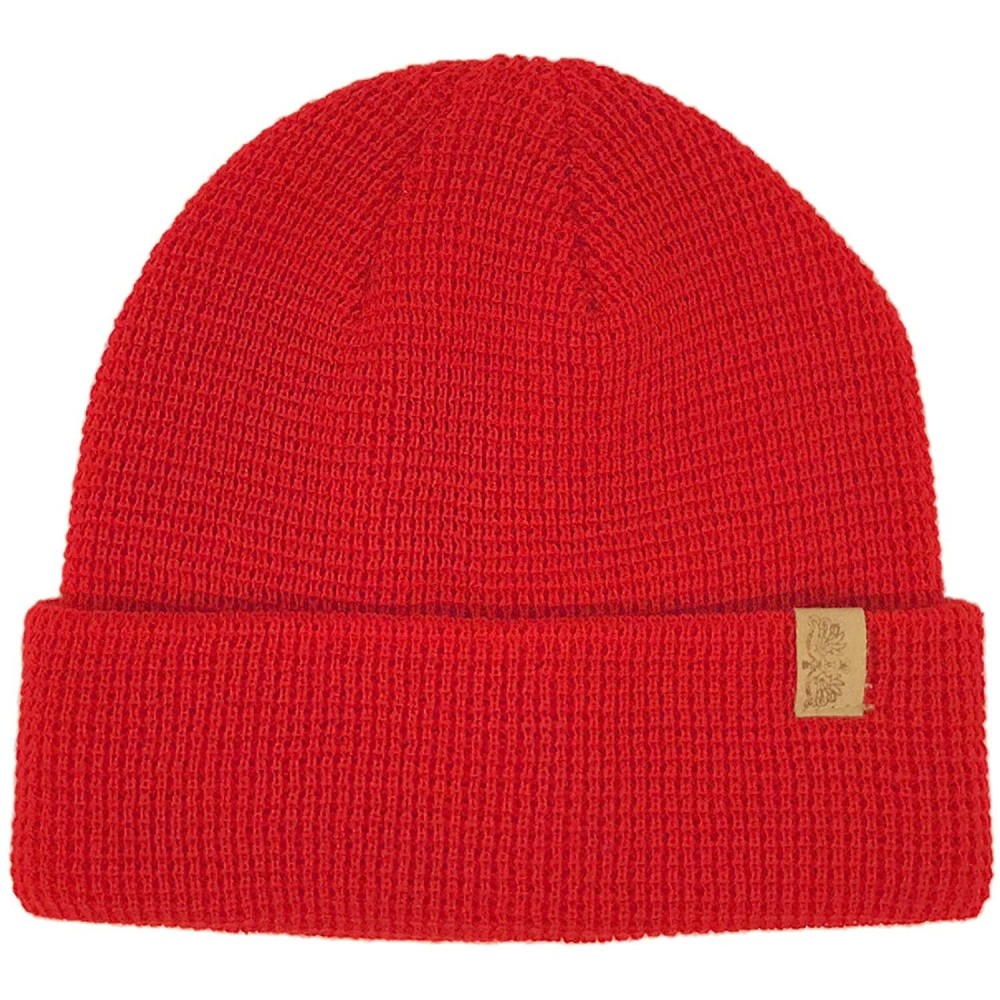 Skullies & Beanies Men's Winter Classic Soft Waffle Knit Stretchy Warm Beanie Skull Hat Cap - Red - CN18YSYKSGO $10.74