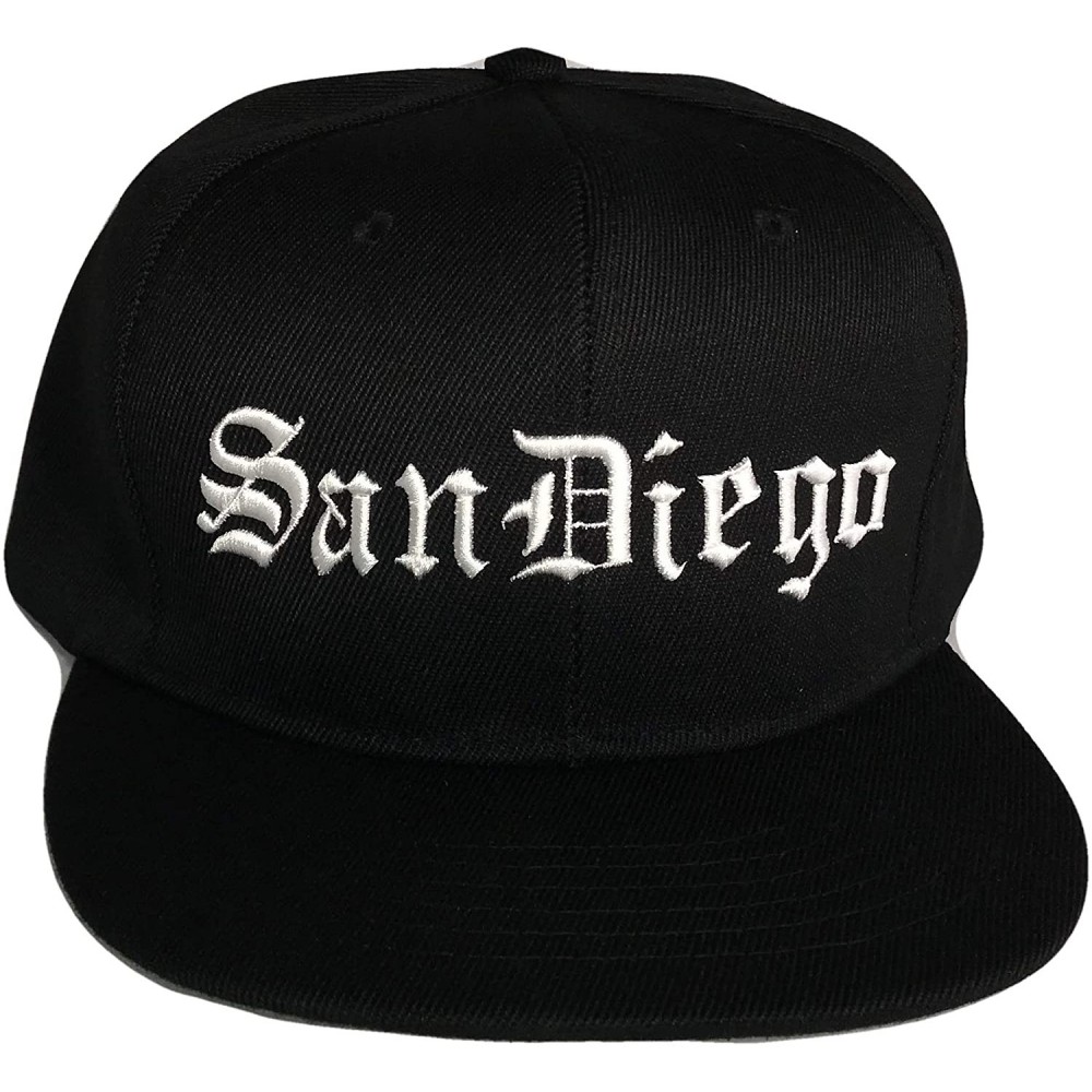 Baseball Caps San Diego Flat Bill Snapback Flat Bill Cap (One Size- Black/White) - C518L73UR4L $18.66