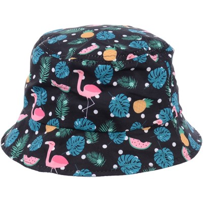 Bucket Hats Packable Reversible Black Printed Fisherman Bucket Sun Hat- Many Patterns - CJ18EE0CGQE $12.94