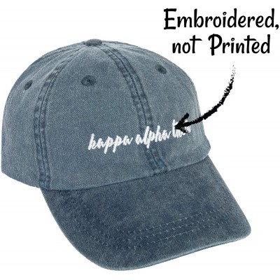 Baseball Caps Alpha Theta (N) Sorority Baseball Hat Cap Cursive Name Font Theta - Midnight Blue - C318SDEA8X8 $24.39