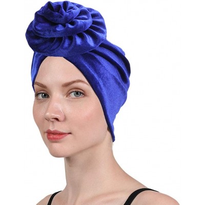 Skullies & Beanies New Women's Velvet Flower Turban Headband Beanie Pre-Tied Bonnet Chemo Cap Hair Loss Hat Warm for Winter -...