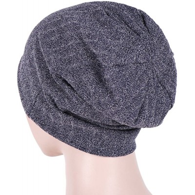 Sun Hats Womens Scarf India Muslim Stretch Turban Hat Hair Pure Color Loss Head Wrap - Navy - CZ18IE3Q565 $8.54