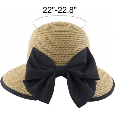 Sun Hats Women Straw Hats Wide Brim Foldable Packable Roll up Cap Summer UV Protection Beach Sun Hat UPF50+ - B-khaki - C8196...