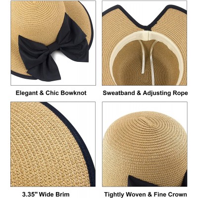 Sun Hats Women Straw Hats Wide Brim Foldable Packable Roll up Cap Summer UV Protection Beach Sun Hat UPF50+ - B-khaki - C8196...