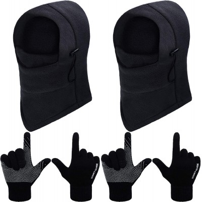 Skullies & Beanies 4 Pieces Winter Balaclava Ski Mask Full Face Mask Touchscreen Gloves for Winter Outdoor Sport - Black - CM...