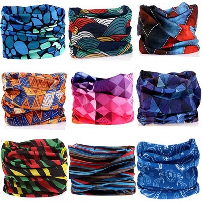 Headbands 12pcs/9pcs/6pcs Headband Bandana - Face Mask Headwear Neck Gaiter Shield Scarf - Geometry Shape(9pcs) - CD12HBB4RUL...