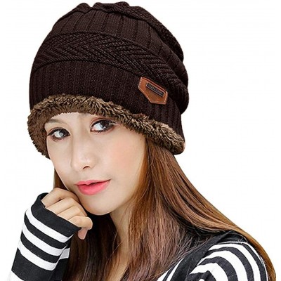 Skullies & Beanies Thick Warm Winter Beanie Hat Soft Stretch Slouchy Skully Knit Cap for Women - A-brown - C718HKMM2ZN $12.76