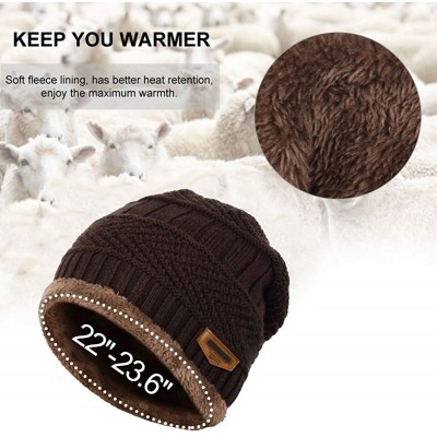 Skullies & Beanies Thick Warm Winter Beanie Hat Soft Stretch Slouchy Skully Knit Cap for Women - A-brown - C718HKMM2ZN $12.76