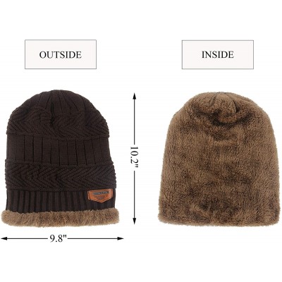 Skullies & Beanies Thick Warm Winter Beanie Hat Soft Stretch Slouchy Skully Knit Cap for Women - A-brown - C718HKMM2ZN $12.76