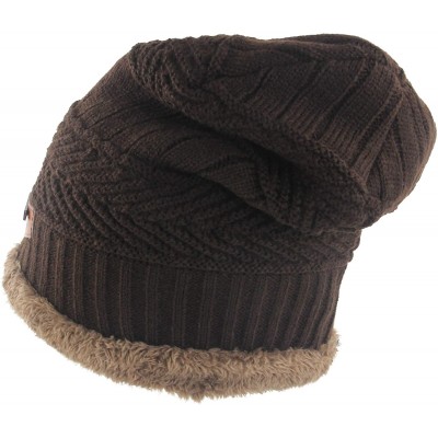 Skullies & Beanies Thick Warm Winter Beanie Hat Soft Stretch Slouchy Skully Knit Cap for Women - A-brown - C718HKMM2ZN $12.76