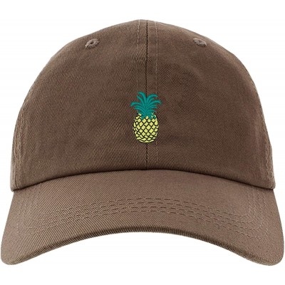 Baseball Caps Pineapple Embroidered Dad Hat for Man and Women- Adjustable Baseball Cap - Brown - CA18IWZY95E $17.04