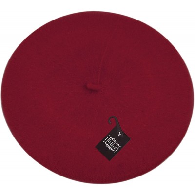 Berets Solid Color French Wool Beret (Burgundy) - CA11CS1GQTF $9.05
