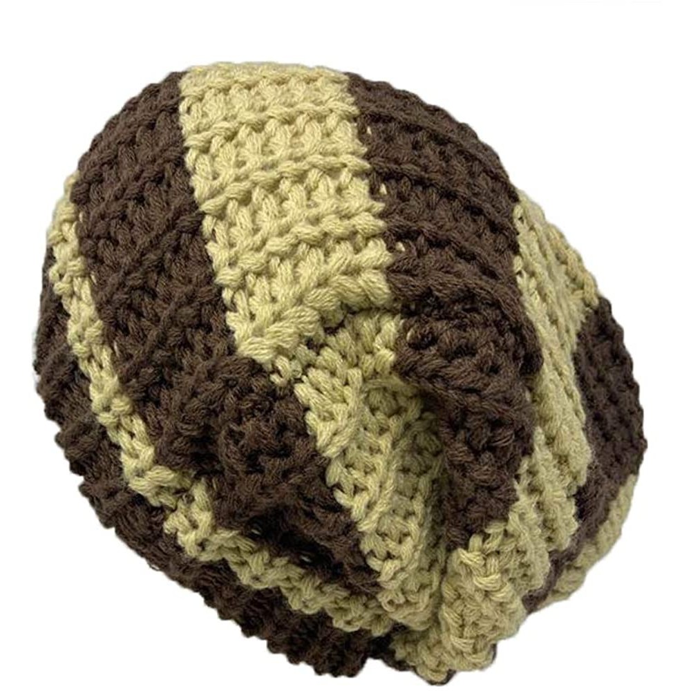 Skullies & Beanies Trendy Warm Soft Stretch 2-Tone Long Knit Beanie - Tan - CA18MDZC7EU $12.49